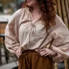 The TwoSisters Tops|Lange Mouw-Kira Blouse Licht Khadi katoen