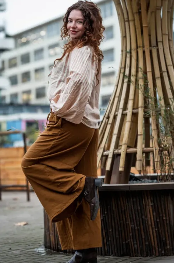 The TwoSisters Tops|Lange Mouw-Kira Blouse Licht Khadi katoen