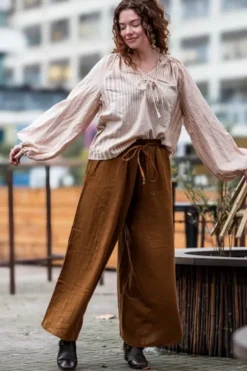 The TwoSisters Tops|Lange Mouw-Kira Blouse Licht Khadi katoen
