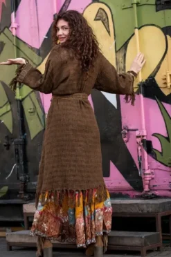 The TwoSisters Plus Size-Layla Kimono Warm bruin
