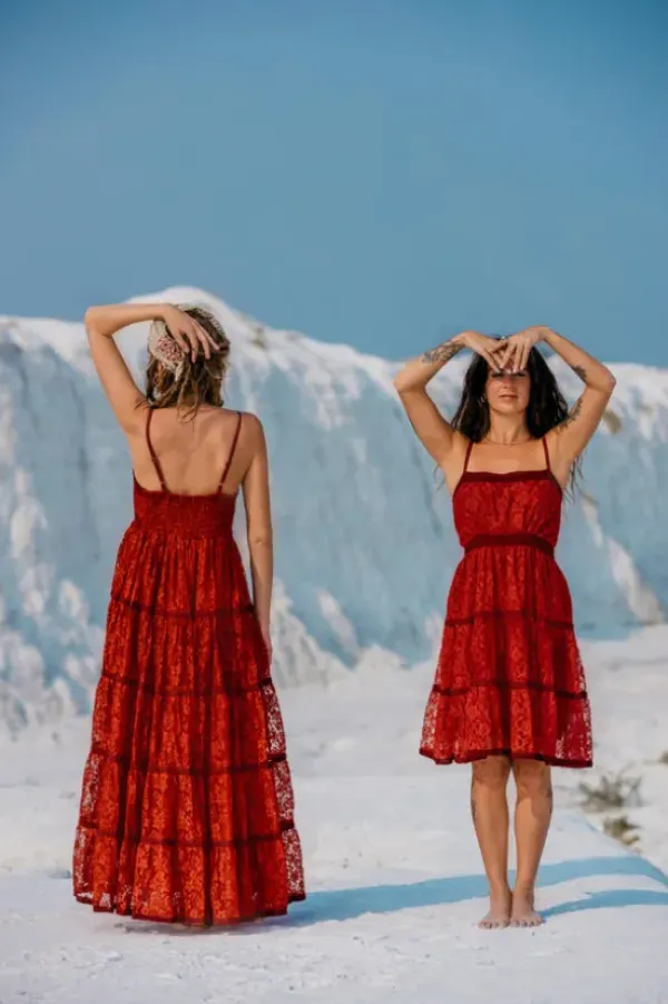 The TwoSisters Gypsy|Zomer-Litha Dress kort marroon rood