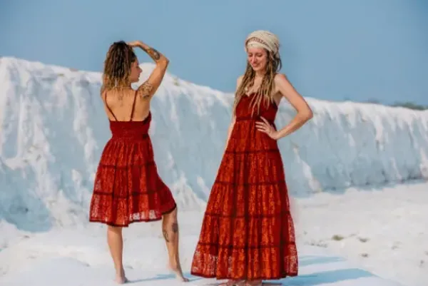 The TwoSisters Gypsy|Zomer-Litha Dress kort marroon rood