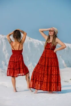 The TwoSisters Gypsy|Zomer-Litha Dress kort marroon rood