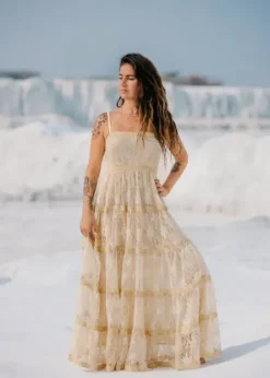 The TwoSisters Gypsy|Zomer-Litha Dress Lang Gebroken Wit