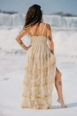 The TwoSisters Gypsy|Zomer-Litha Dress Lang Gebroken Wit