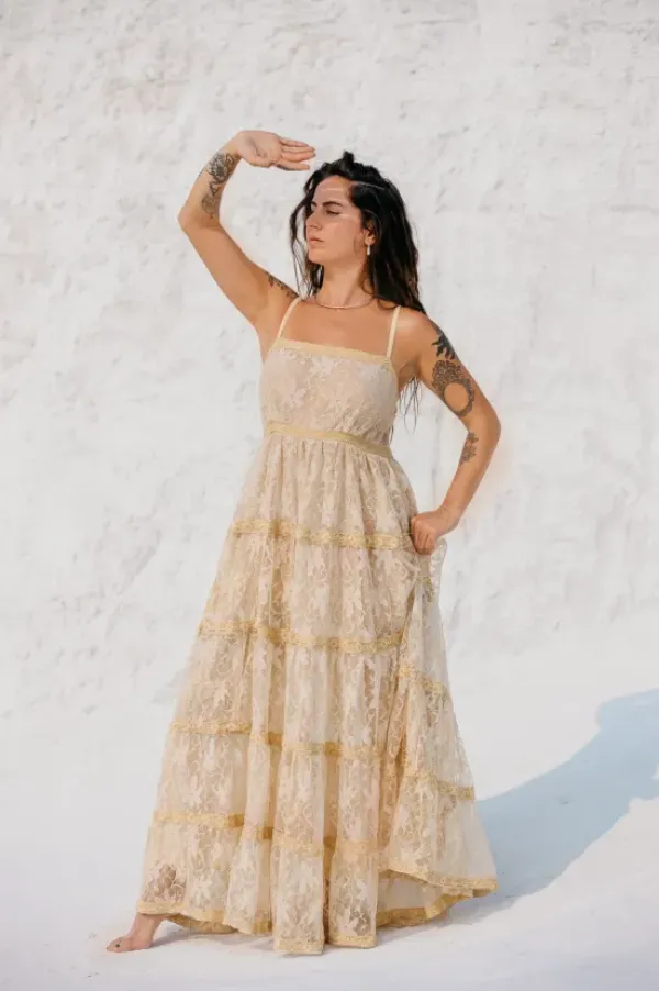 The TwoSisters Gypsy|Zomer-Litha Dress Lang Gebroken Wit