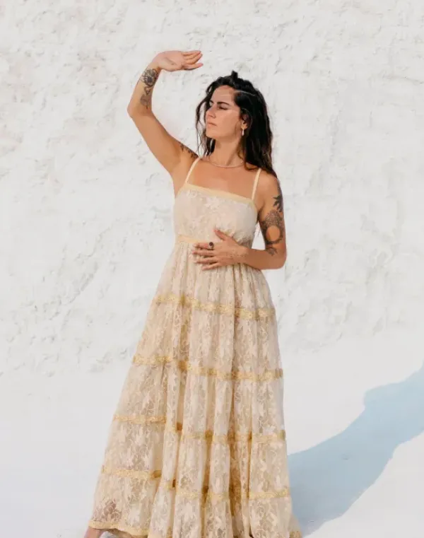 The TwoSisters Gypsy|Zomer-Litha Dress Lang Gebroken Wit