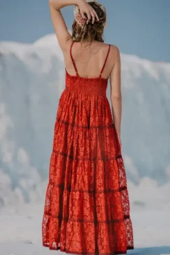 The TwoSisters Gypsy|Zomer-Litha Dress Lang Marroon Rood