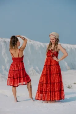 The TwoSisters Gypsy|Zomer-Litha Dress Lang Marroon Rood