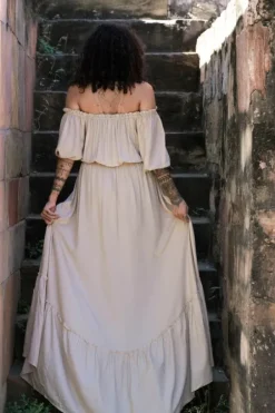 The TwoSisters Zwangerschapsjurk|Bohemian Trouwjurken-Luna Dress Beige