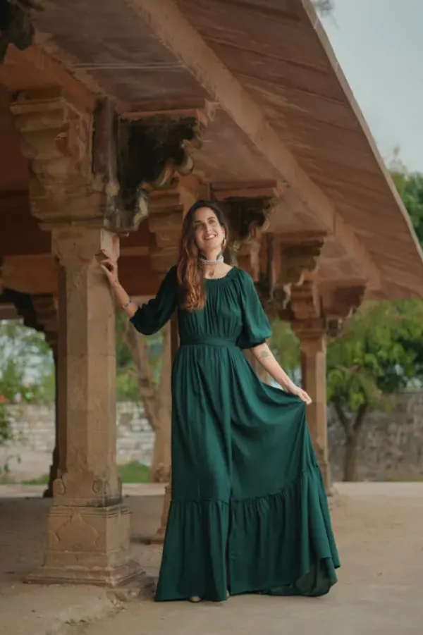 The TwoSisters Zwangerschapsjurk|Bohemian Trouwjurken-Luna Dress Groen