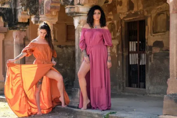 The TwoSisters Zwangerschapsjurk|Bohemian Trouwjurken-Luna Dress Oranje