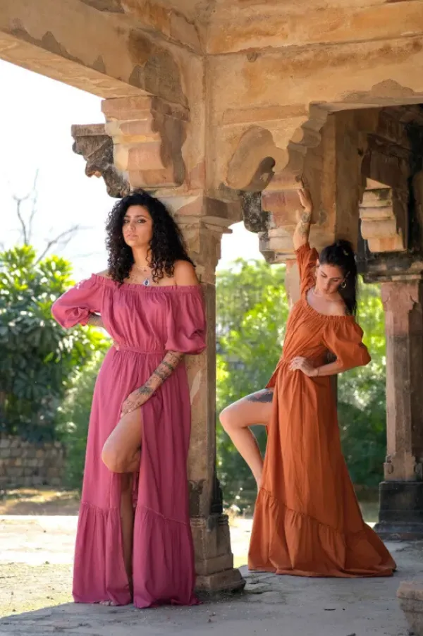 The TwoSisters Zwangerschapsjurk|Bohemian Trouwjurken-Luna Dress Oranje