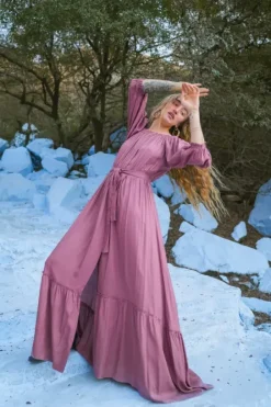 The TwoSisters Zwangerschapsjurk|Bohemian Trouwjurken-Luna Dress Oud Roze