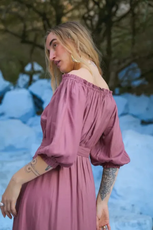 The TwoSisters Zwangerschapsjurk|Bohemian Trouwjurken-Luna Dress Oud Roze