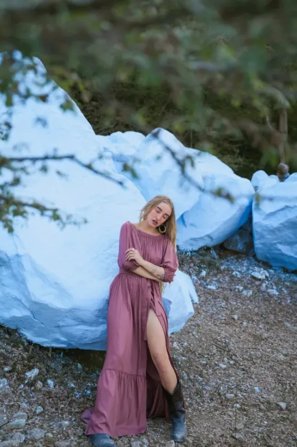 The TwoSisters Zwangerschapsjurk|Bohemian Trouwjurken-Luna Dress Oud Roze