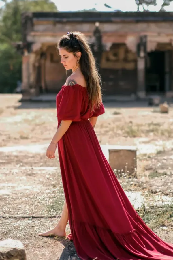 The TwoSisters Zwangerschapsjurk|Bohemian Trouwjurken-Luna Dress Rood