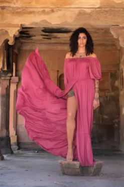 The TwoSisters Zwangerschapsjurk|Bohemian Trouwjurken-Luna Dress Roze