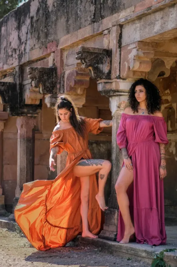 The TwoSisters Zwangerschapsjurk|Bohemian Trouwjurken-Luna Dress Roze