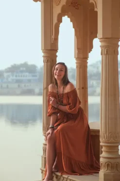 The TwoSisters Zwangerschapsjurk|Bohemian Trouwjurken-Luna Dress Warm Oranje