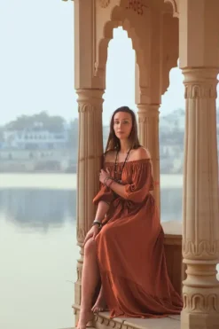The TwoSisters Zwangerschapsjurk|Bohemian Trouwjurken-Luna Dress Warm Oranje