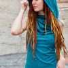 The TwoSisters Tops|Zomer-Luna Top Hoodie Petrol