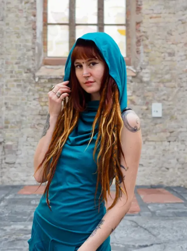 The TwoSisters Tops|Zomer-Luna Top Hoodie Petrol
