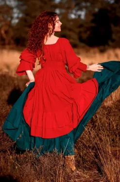 The TwoSisters Plus Size|Plus Size-Midi Vaiana Dress Knalrood