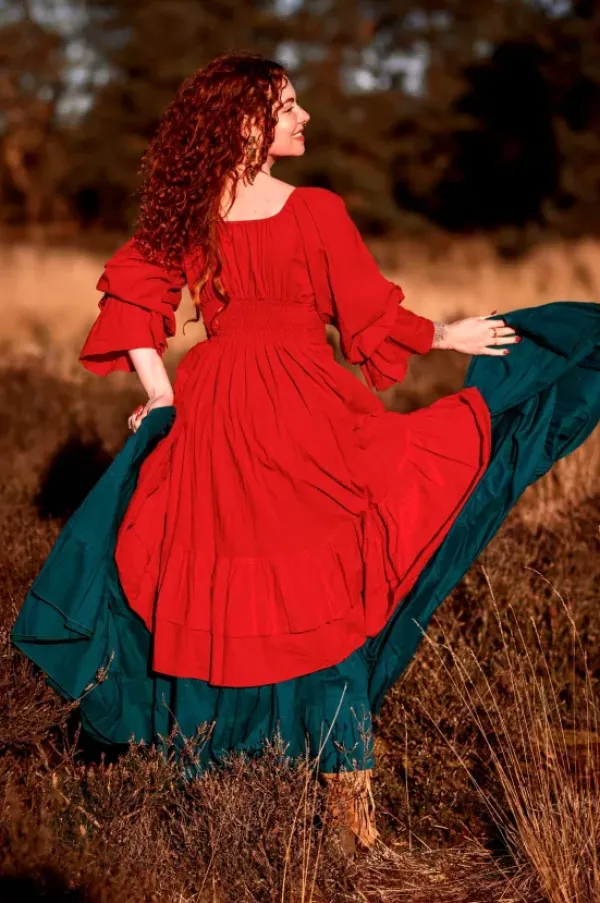 The TwoSisters Plus Size|Plus Size-Midi Vaiana Dress Knalrood