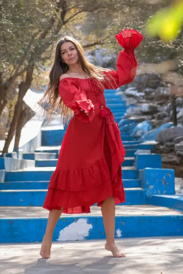 The TwoSisters Plus Size|Plus Size-Midi Vaiana Dress Knalrood