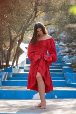 The TwoSisters Plus Size|Plus Size-Midi Vaiana Dress Knalrood