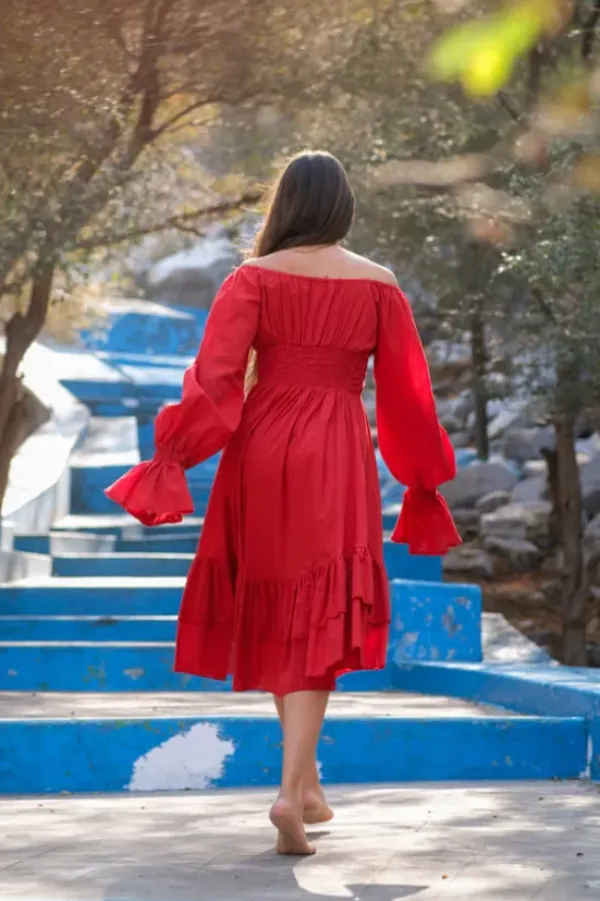 The TwoSisters Plus Size|Plus Size-Midi Vaiana Dress Knalrood