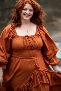 The TwoSisters Plus Size|Plus Size-Midi Vaiana Dress Warm Oranje