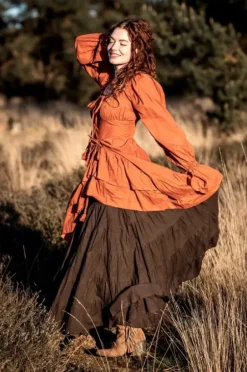 The TwoSisters Plus Size|Plus Size-Midi Vaiana Dress Warm Oranje
