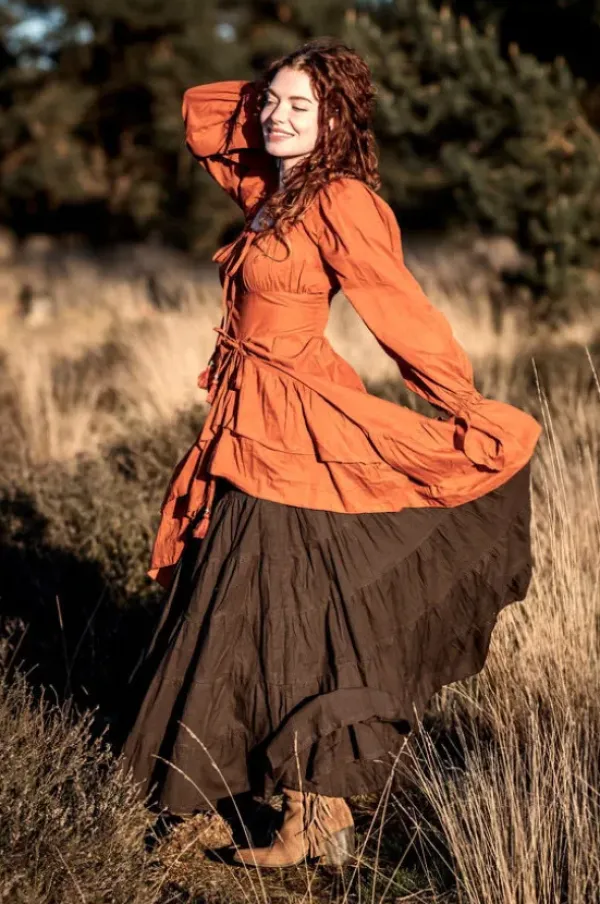 The TwoSisters Plus Size|Plus Size-Midi Vaiana Dress Warm Oranje