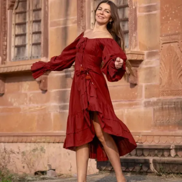The TwoSisters Plus Size|Plus Size-Midi Vaiana Dress Warm Rood