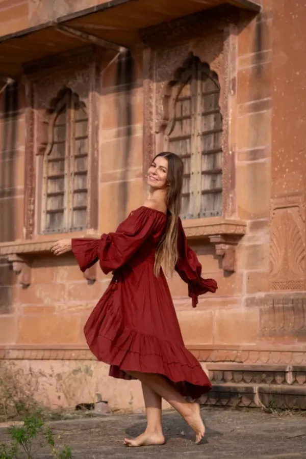 The TwoSisters Plus Size|Plus Size-Midi Vaiana Dress Warm Rood