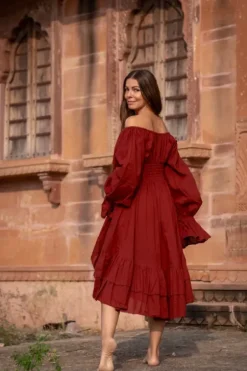 The TwoSisters Plus Size|Plus Size-Midi Vaiana Dress Warm Rood