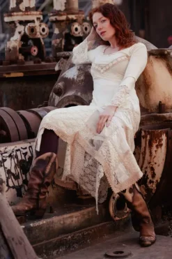 The TwoSisters Bohemian|Bohemian Jurken-Morgana Boho Jurk Gebroken wit