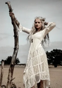 The TwoSisters Bohemian|Bohemian Jurken-Morgana Boho Jurk Gebroken wit