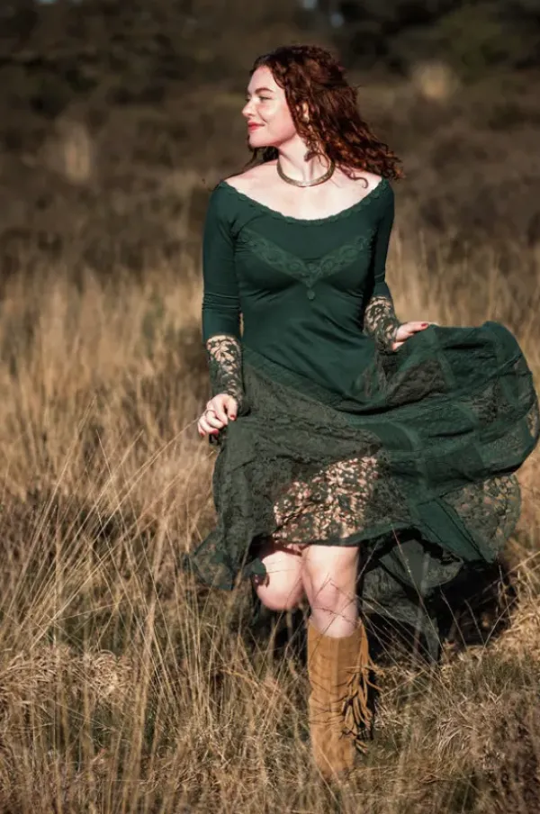 The TwoSisters Bohemian|Bohemian Jurken-Morgana Boho Jurk Groen