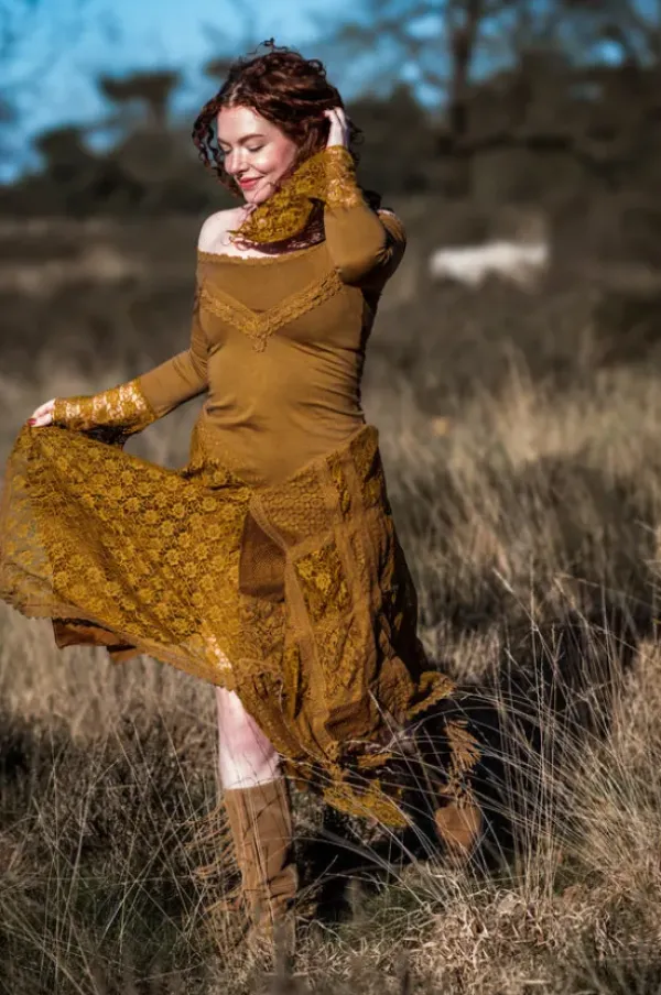 The TwoSisters Bohemian|Bohemian Jurken-Morgana Boho Jurk Lichtbruin