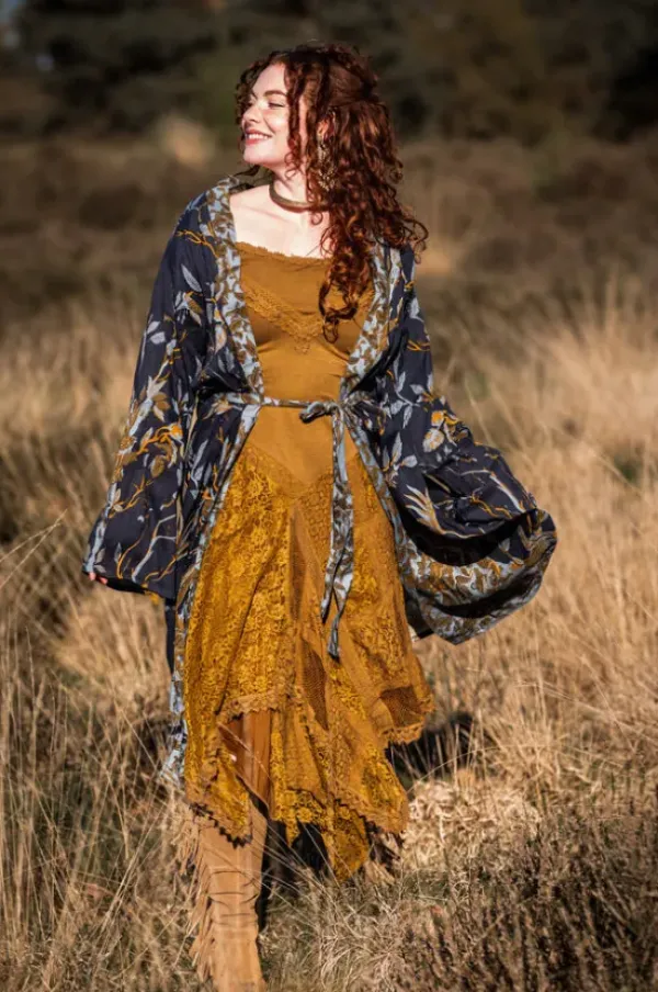 The TwoSisters Bohemian|Bohemian Jurken-Morgana Boho Jurk Lichtbruin