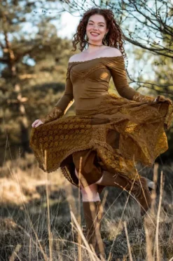 The TwoSisters Bohemian|Bohemian Jurken-Morgana Boho Jurk Lichtbruin