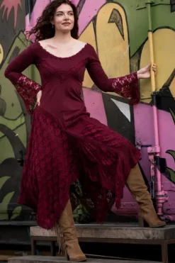 The TwoSisters Bohemian|Bohemian Jurken-Morgana Boho Jurk Marroonrood