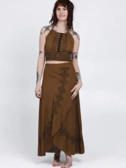 The TwoSisters Nomad Chic Collectie|Ibiza-Mystic Mesa Omslagrok Bruin