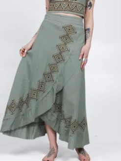 The TwoSisters Nomad Chic Collectie|Ibiza-Mystic Mesa Omslagrok Jadegroen