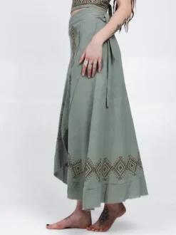 The TwoSisters Nomad Chic Collectie|Ibiza-Mystic Mesa Omslagrok Jadegroen