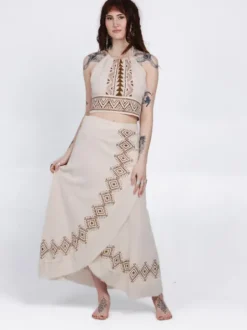 The TwoSisters Nomad Chic Collectie|Ibiza-Mystic Mesa Omslagrok Off White
