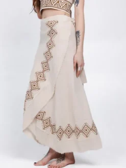 The TwoSisters Nomad Chic Collectie|Ibiza-Mystic Mesa Omslagrok Off White